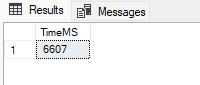Query results showing a duration of 6607 milliseconds