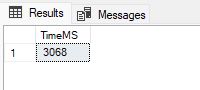 Query results showing a duration of 3068 milliseconds
