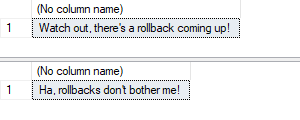 results showing variable output after a rollback